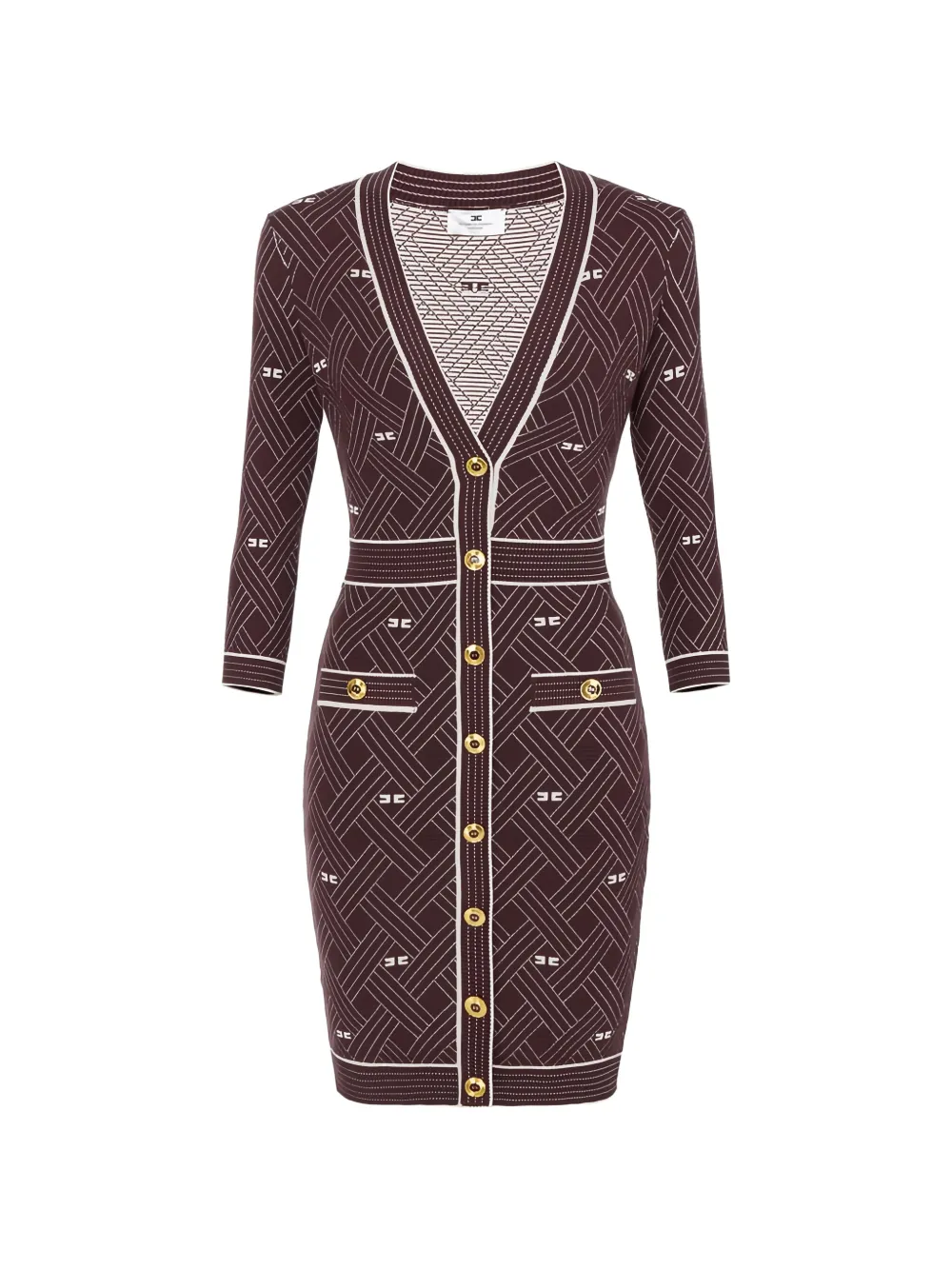 Elisabetta Franchi diamond-jacquard mini dress - Marrone