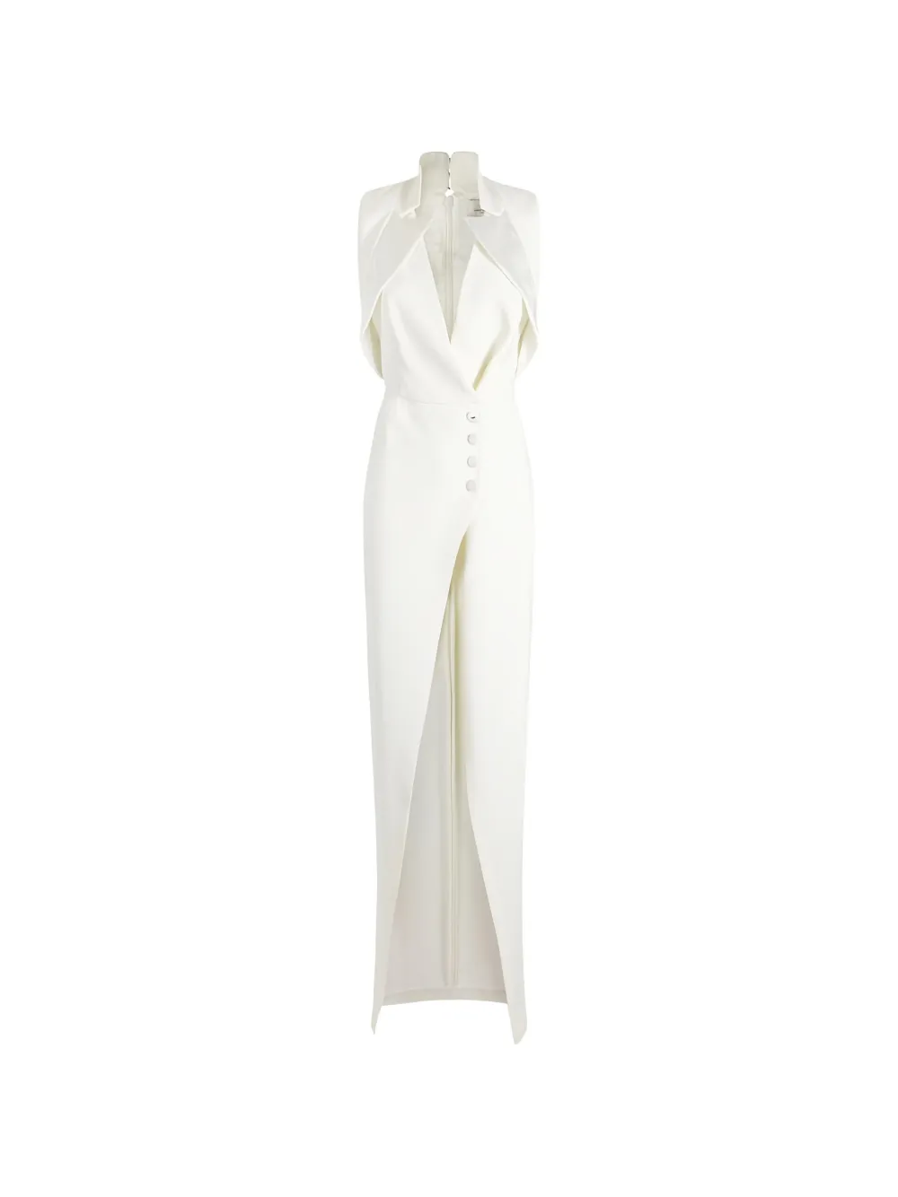 Elisabetta Franchi satin-lapel sleeveless dress - Neutrals