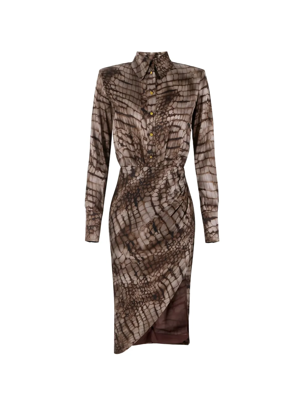 Elisabetta Franchi long sleeve midi dress - Marrone
