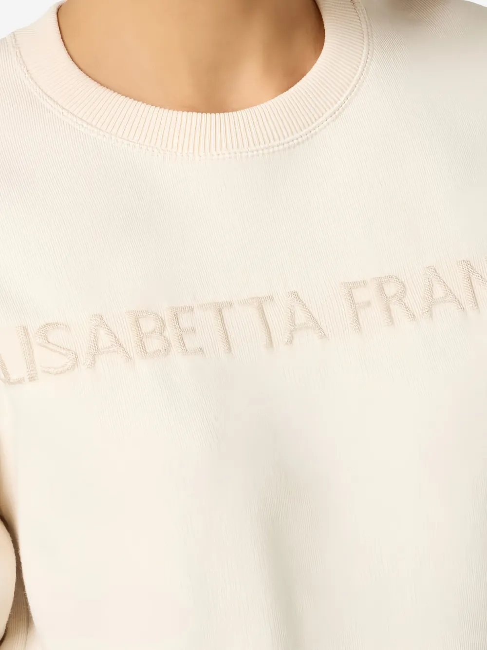 Elisabetta Franchi Gebreide sweater met logo Beige