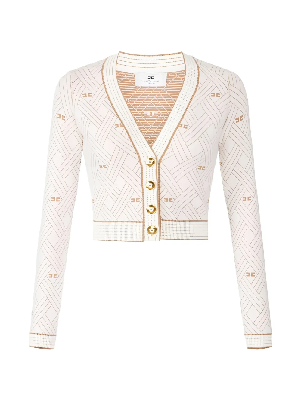 Elisabetta Franchi jacquard-knit V-neck cardigan - Neutrals
