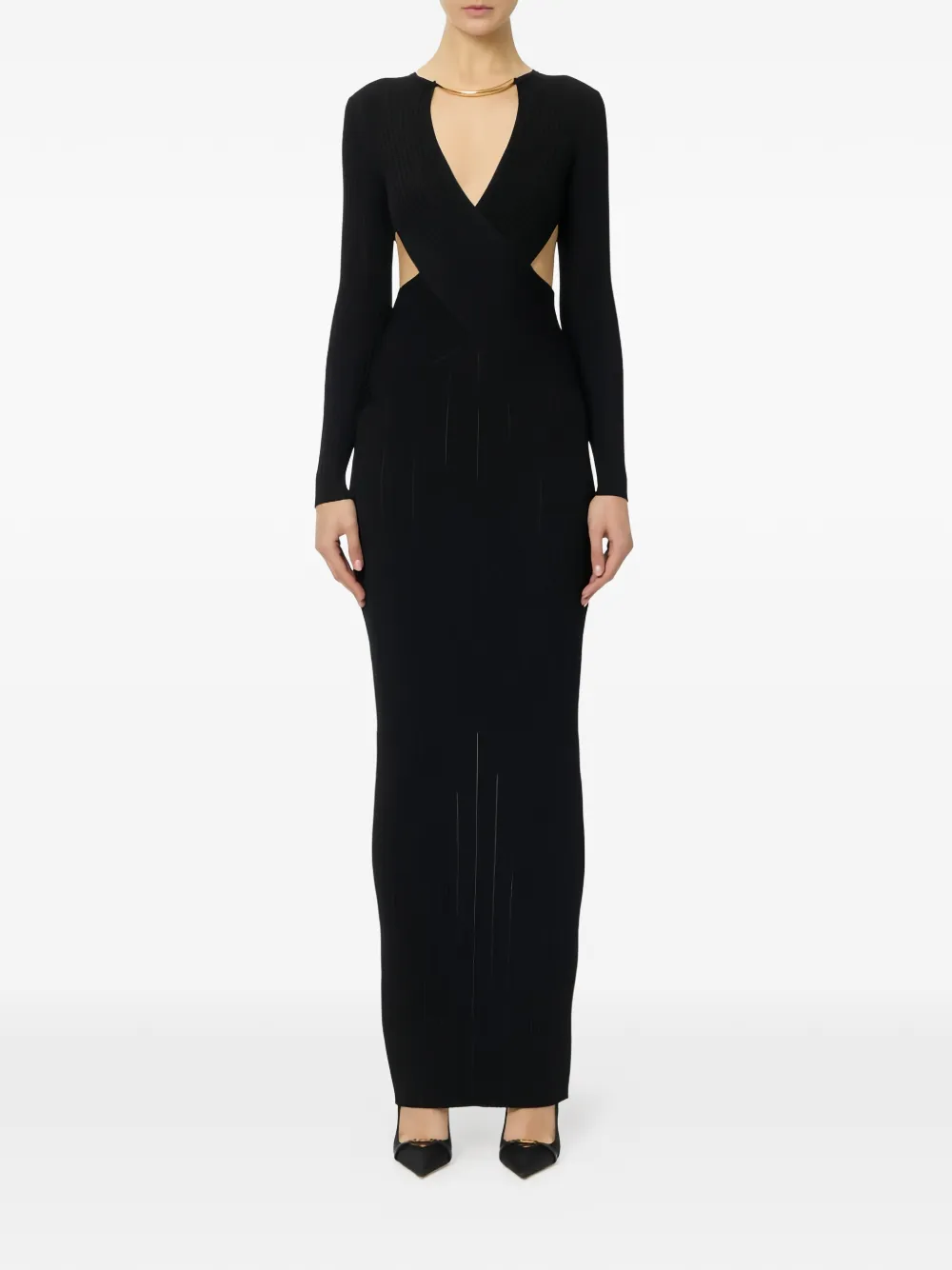 Elisabetta Franchi Maxi-jurk met V-hals Zwart