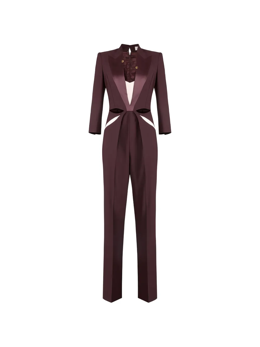 Elisabetta Franchi cut-out satin-lapel jumpsuit - Marrone