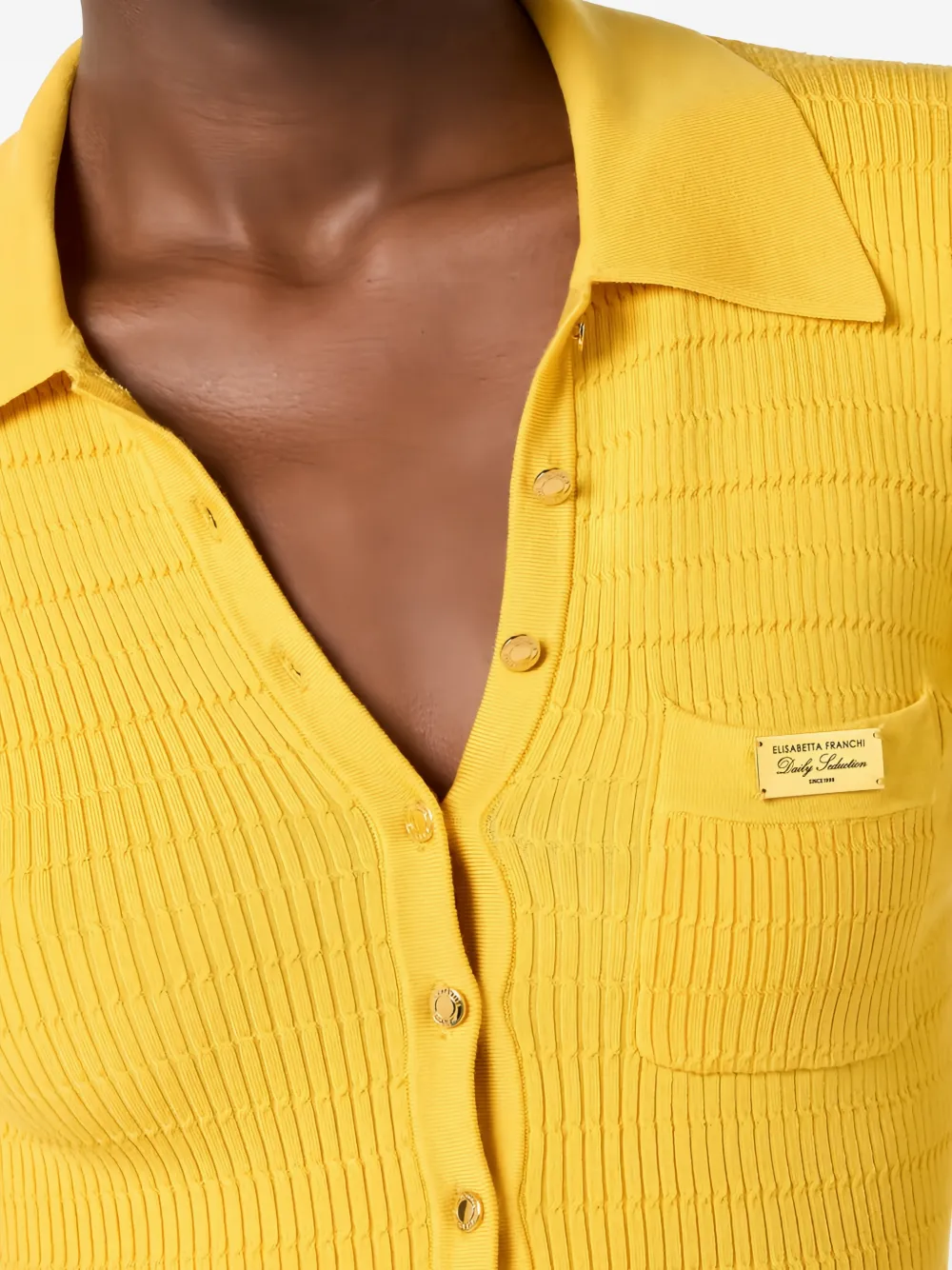 Elisabetta Franchi micro-braided Knit Bodysuit | Yellow | FARFETCH