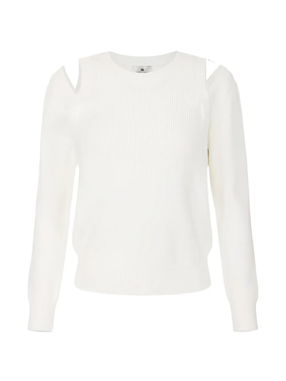 Elisabetta Franchi cut-out shoulder-plaque sweater - Toni neutri