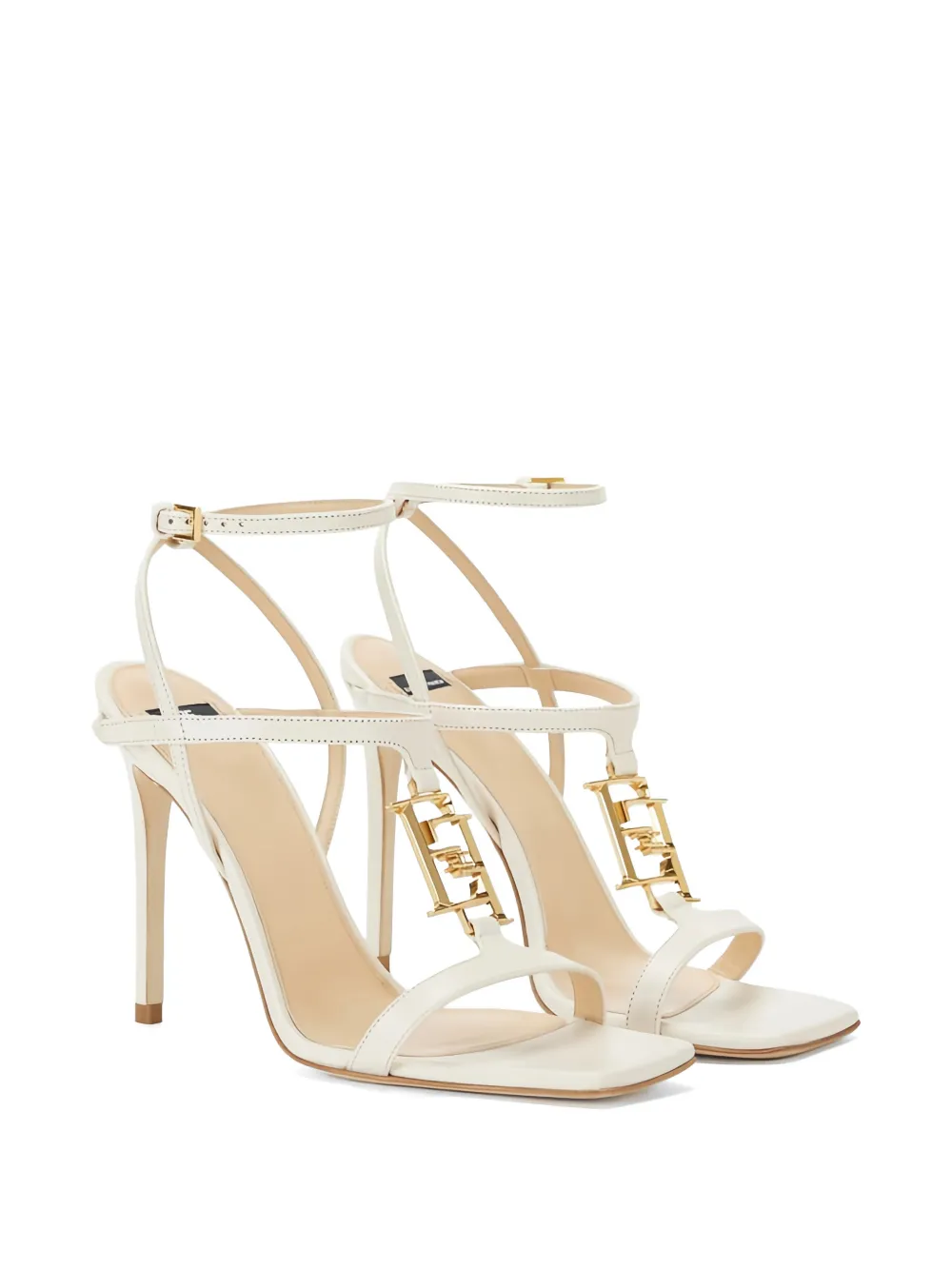 Elisabetta Franchi logo-detail leather sandals Beige