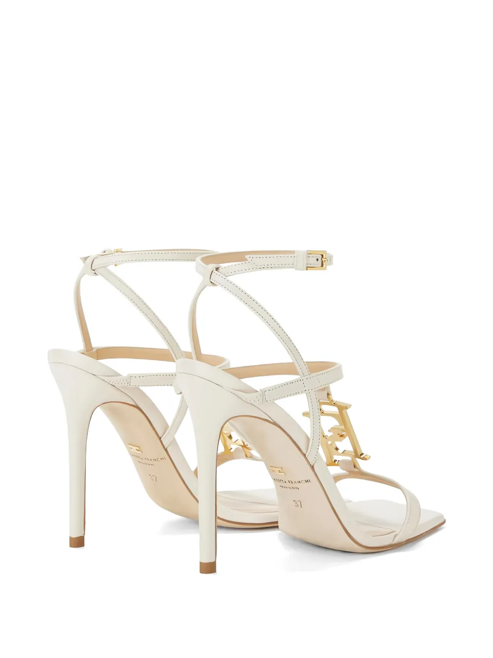 Elisabetta Franchi logo-detail leather sandals Beige