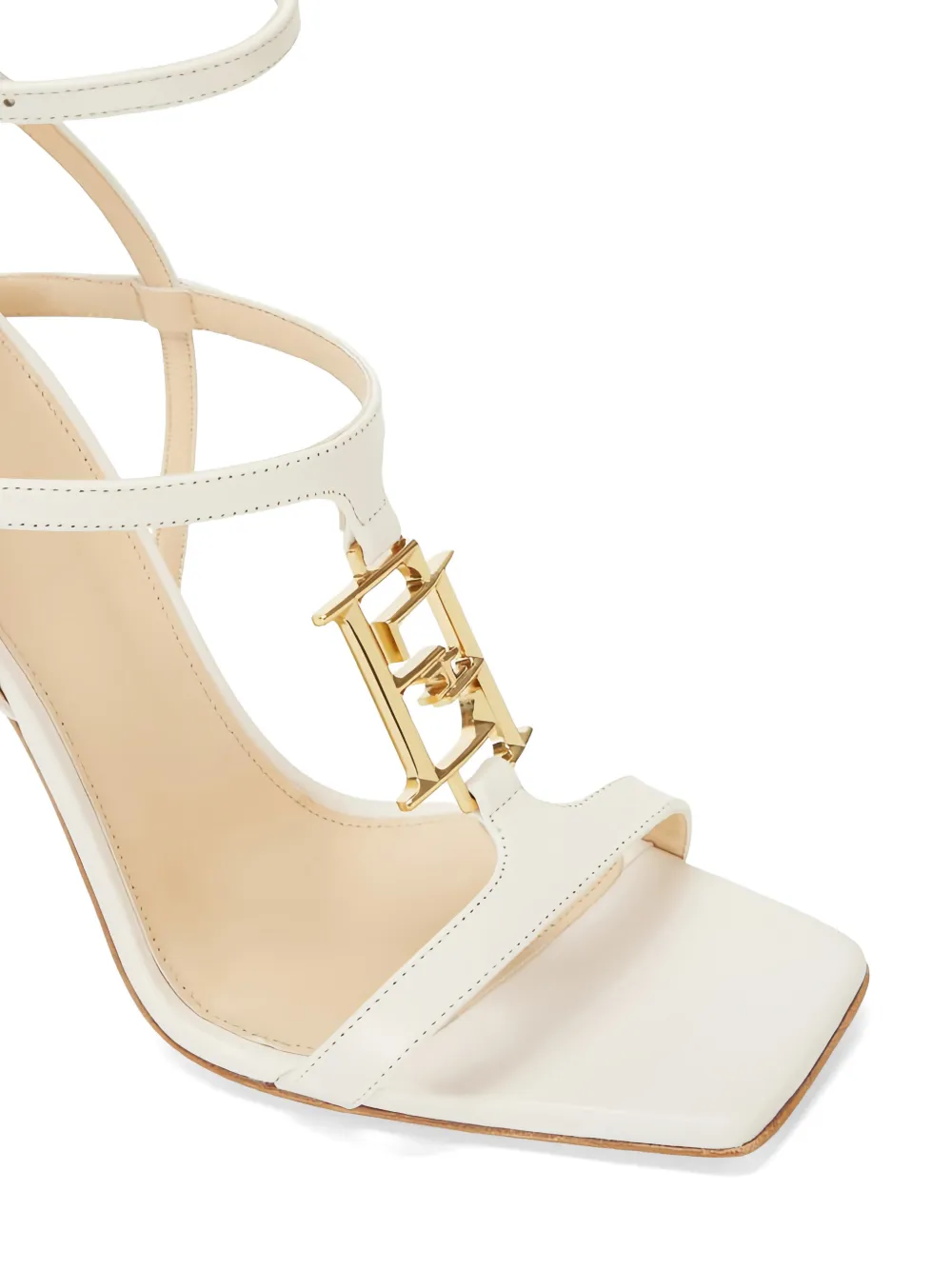 Elisabetta Franchi logo-detail leather sandals Beige