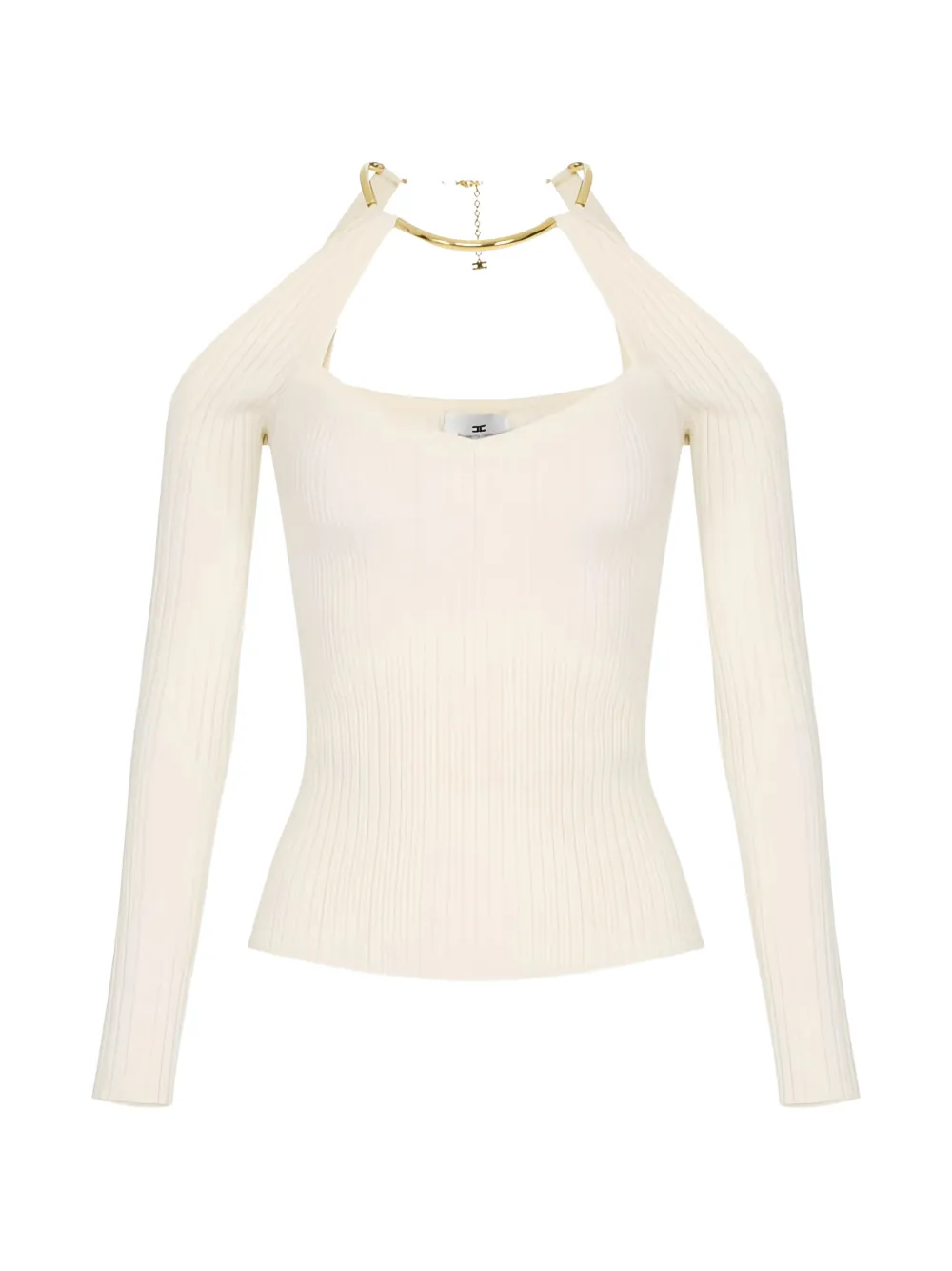 Elisabetta Franchi jewel-detail openwork-knit top - Toni neutri