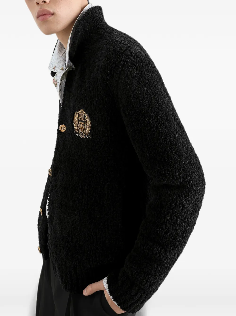 Dolce & Gabbana Vest van alpacablend met borduurwerk Zwart