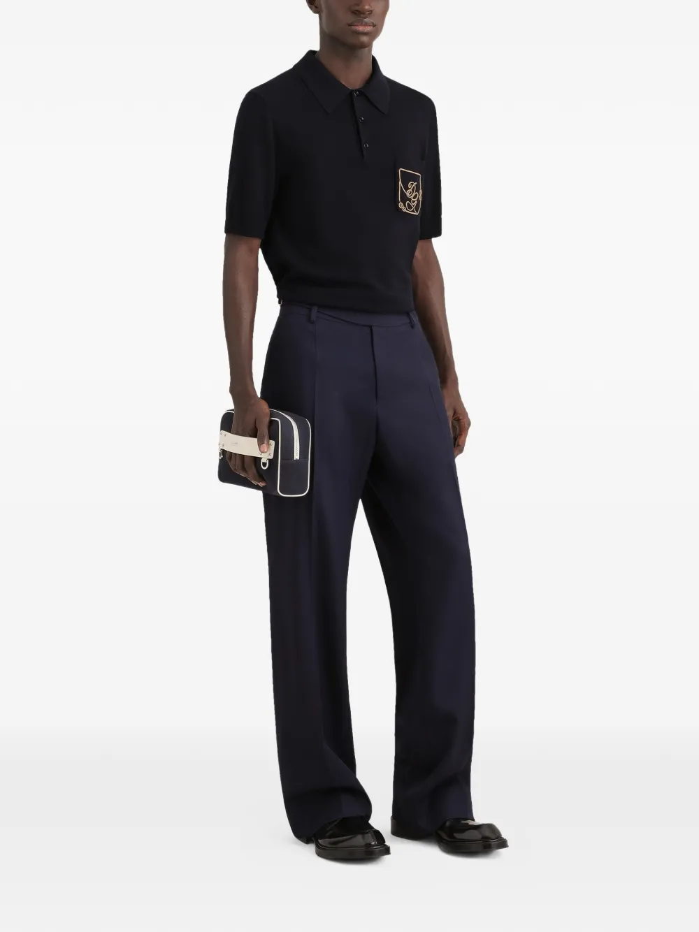 Dolce & Gabbana Poloshirt van scheerwol met logo Blauw