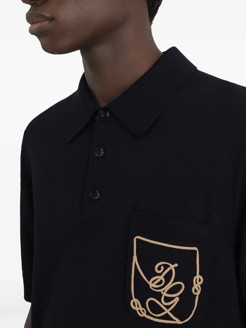 Dolce & Gabbana Poloshirt van scheerwol met logo Blauw