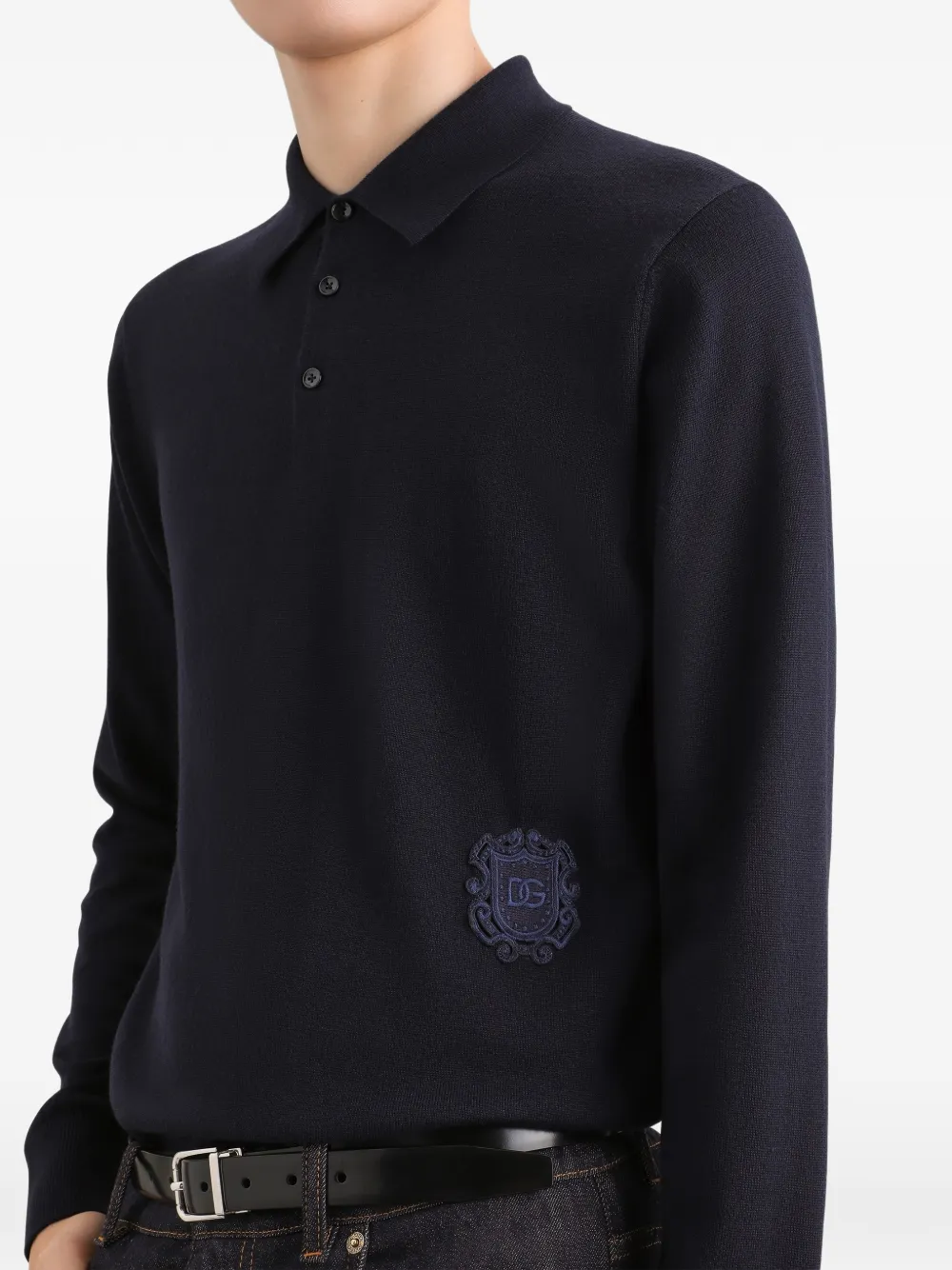 Dolce & Gabbana Poloshirt van scheerwol Zwart