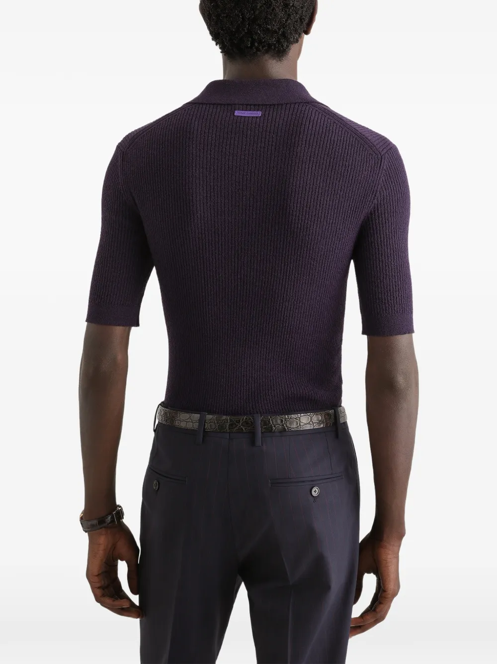 Dolce & Gabbana Ribgebreid poloshirt Blauw