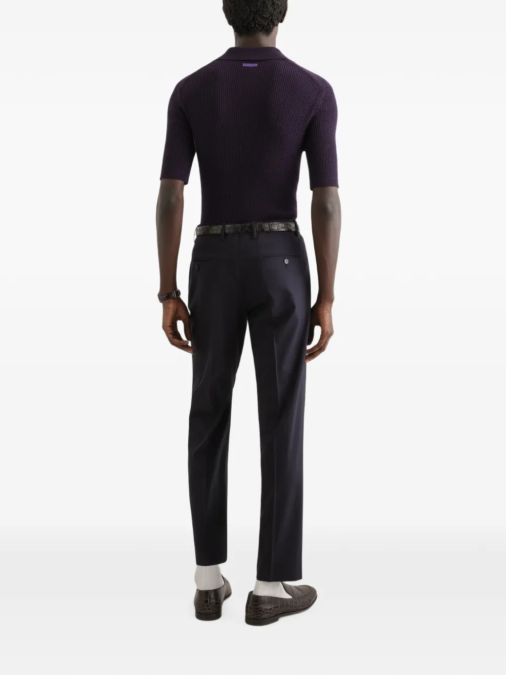 Dolce & Gabbana Ribgebreid poloshirt Blauw