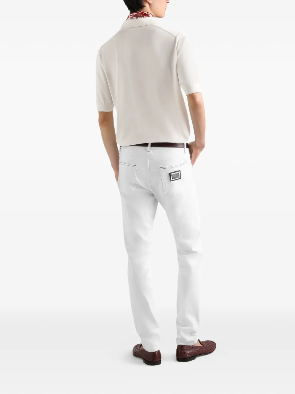 Dolce & Gabbana Gebreid zijden poloshirt Wit