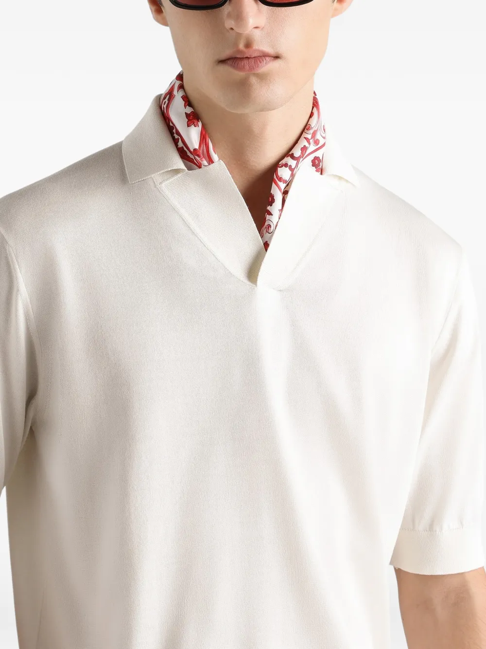 Dolce & Gabbana Gebreid zijden poloshirt Wit
