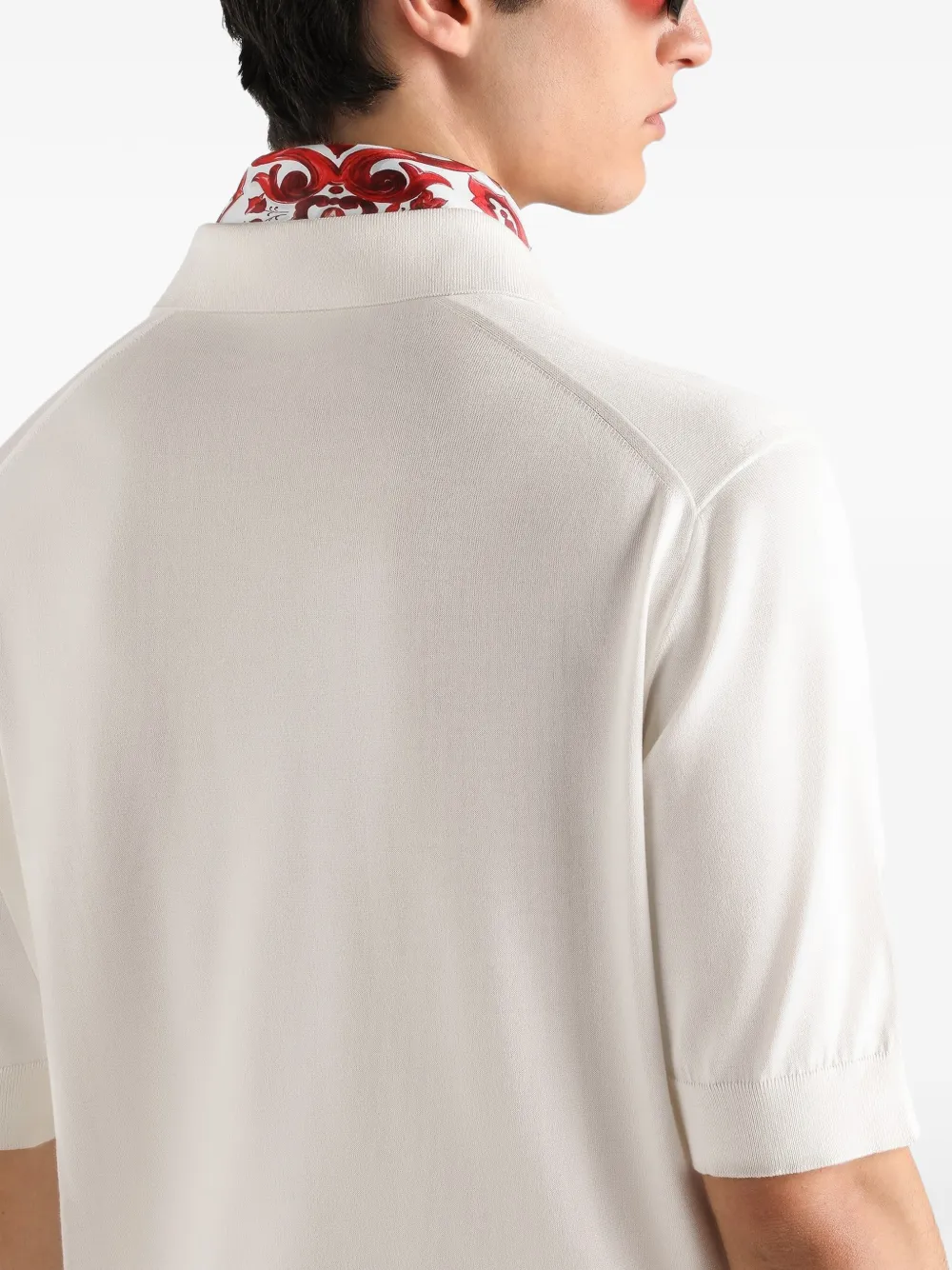 Dolce & Gabbana Gebreid zijden poloshirt Wit