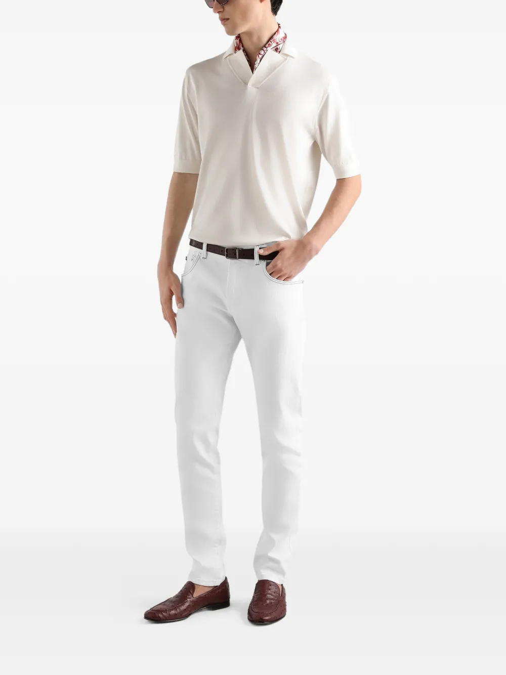 Dolce & Gabbana Gebreid zijden poloshirt Wit