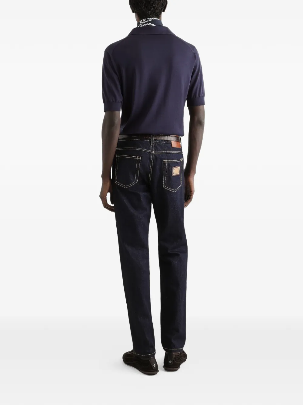 Dolce & Gabbana Gebreid zijden poloshirt Blauw