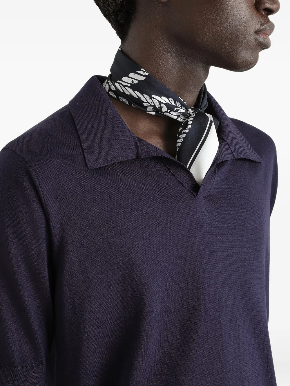 Dolce & Gabbana Gebreid zijden poloshirt Blauw