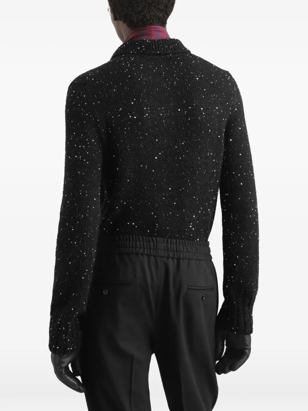 Dolce & Gabbana Gebreid poloshirt met pailletten Zwart