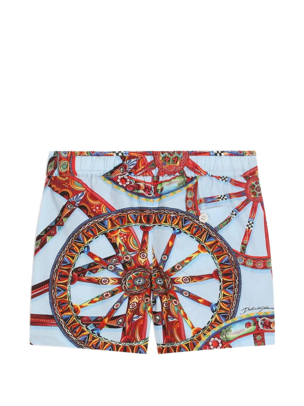 Dolce & Gabbana Kids Popeline bermuda shorts met Carretto-print Blauw