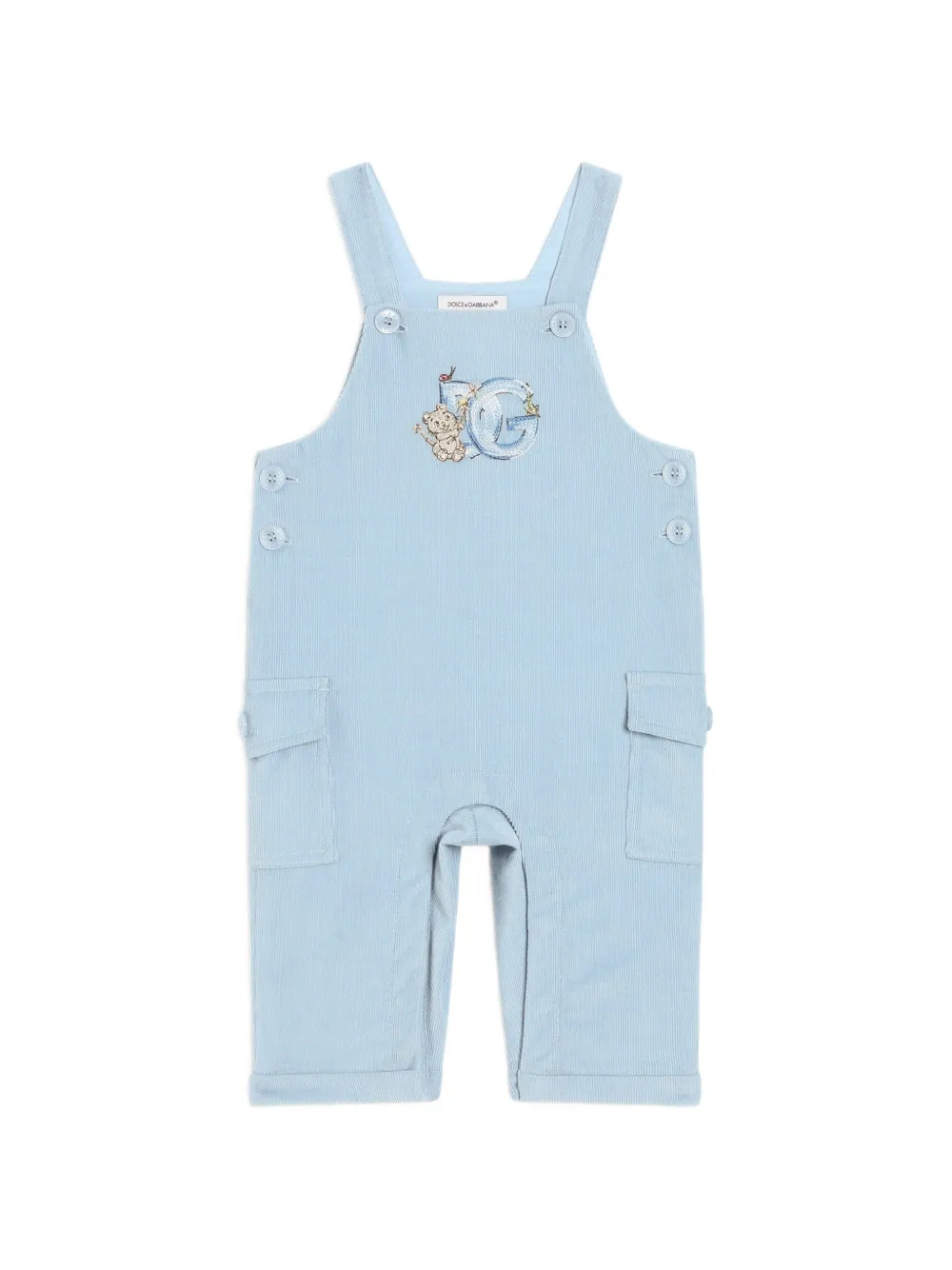 Dolce & Gabbana Kids Overall aus Samt mit Stickerei - Blau