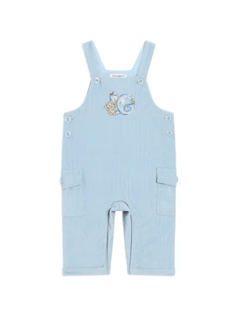 Dolce & Gabbana Kids overol de terciopelo bordado