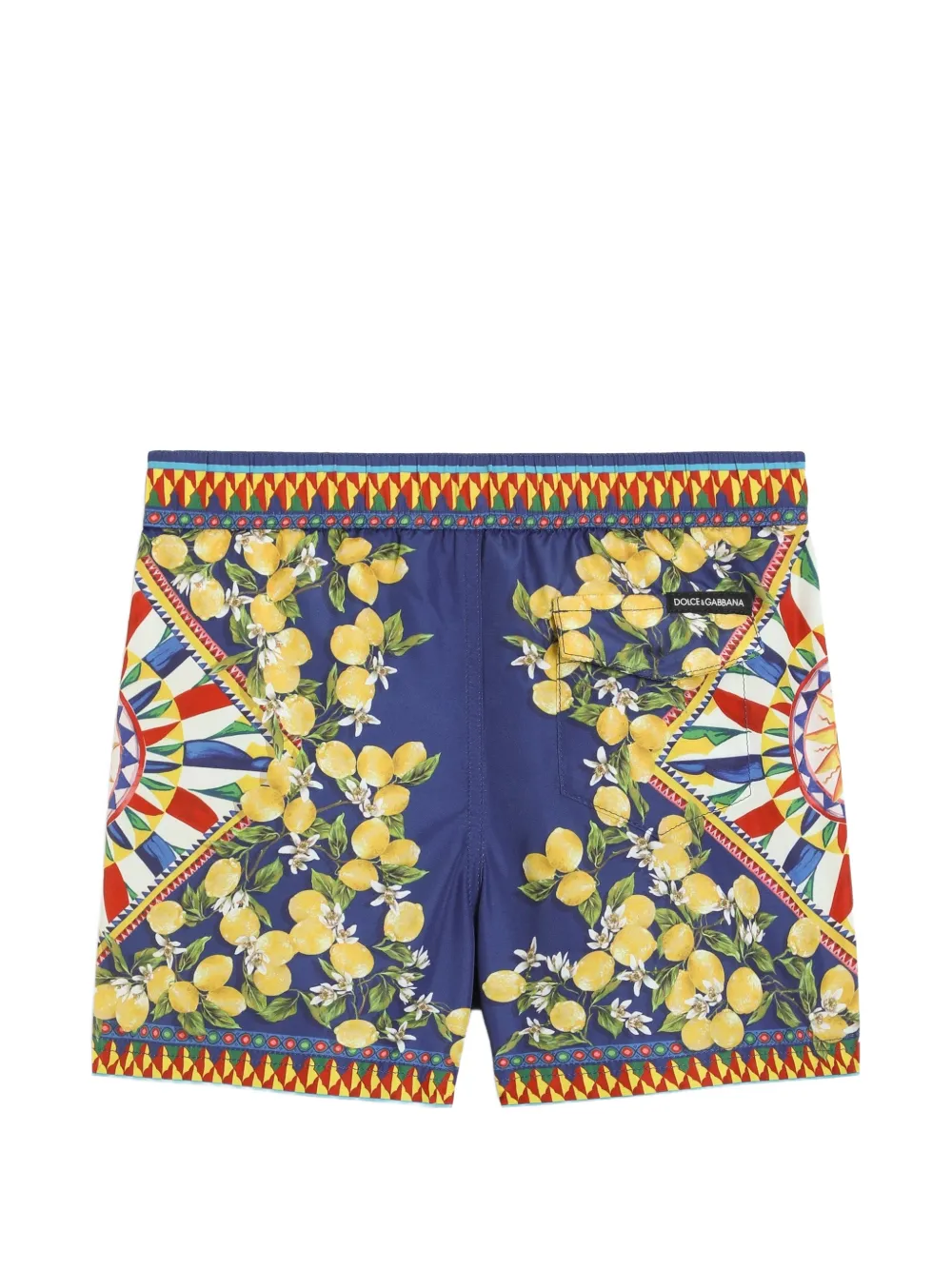 Dolce & Gabbana Kids CARRETTO-PRINT NYLON SWIM BOXER SHORTS Blauw