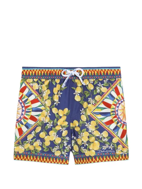 Dolce & Gabbana Kids  CARRETTO-PRINT NYLON SWIM BOXER SHORTS