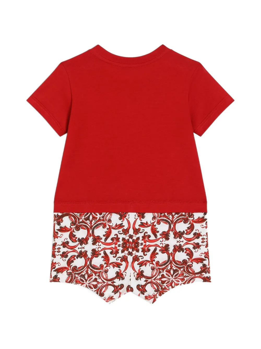 Dolce & Gabbana Kids Jersey romper met Majolica-print Rood