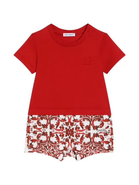 Dolce & Gabbana Kids Jersey-Strampler mit Majolika-Print