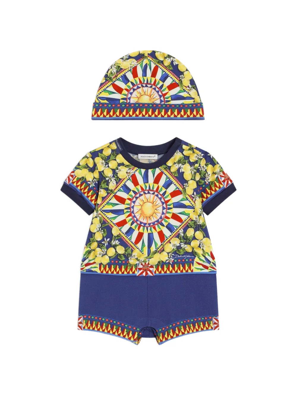 Dolce & Gabbana Kids Jersey-Geschenkset mit Carretto-Print - Blau