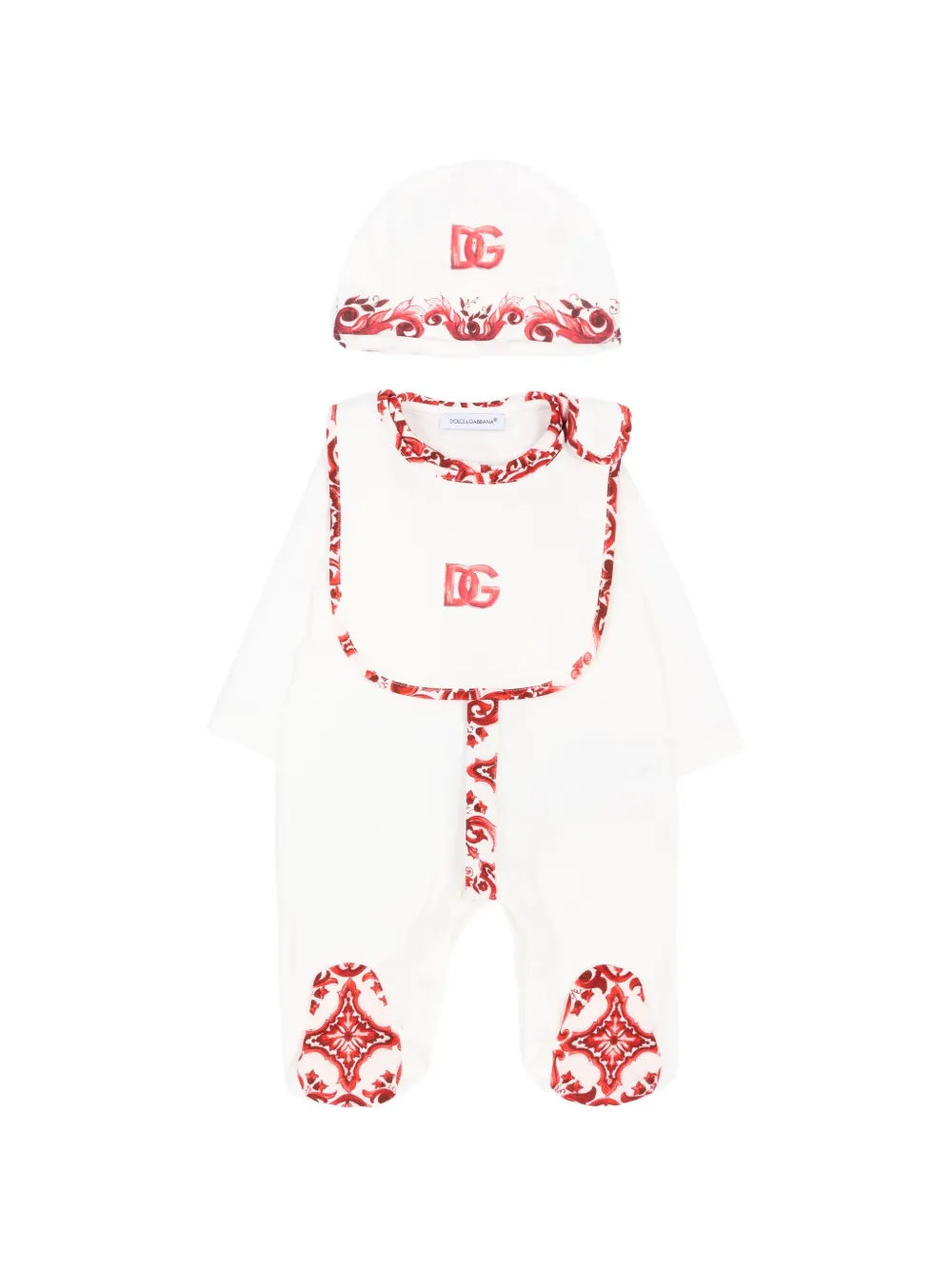 Dolce & Gabbana Babies' Majolica-print Jersey Gift Set In White