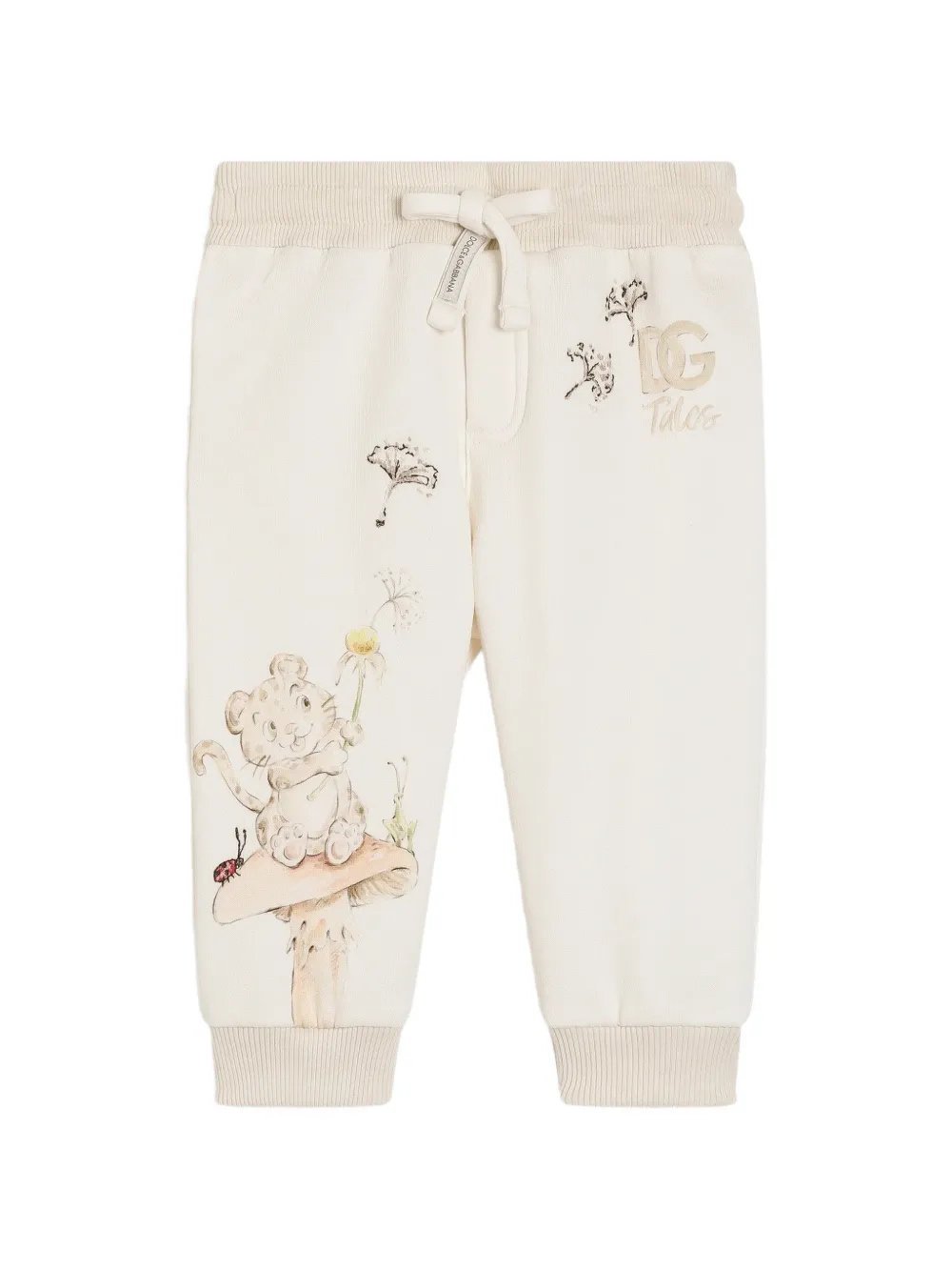 Dolce & Gabbana Kids Pantaloni in pile con ricamo - Toni neutri