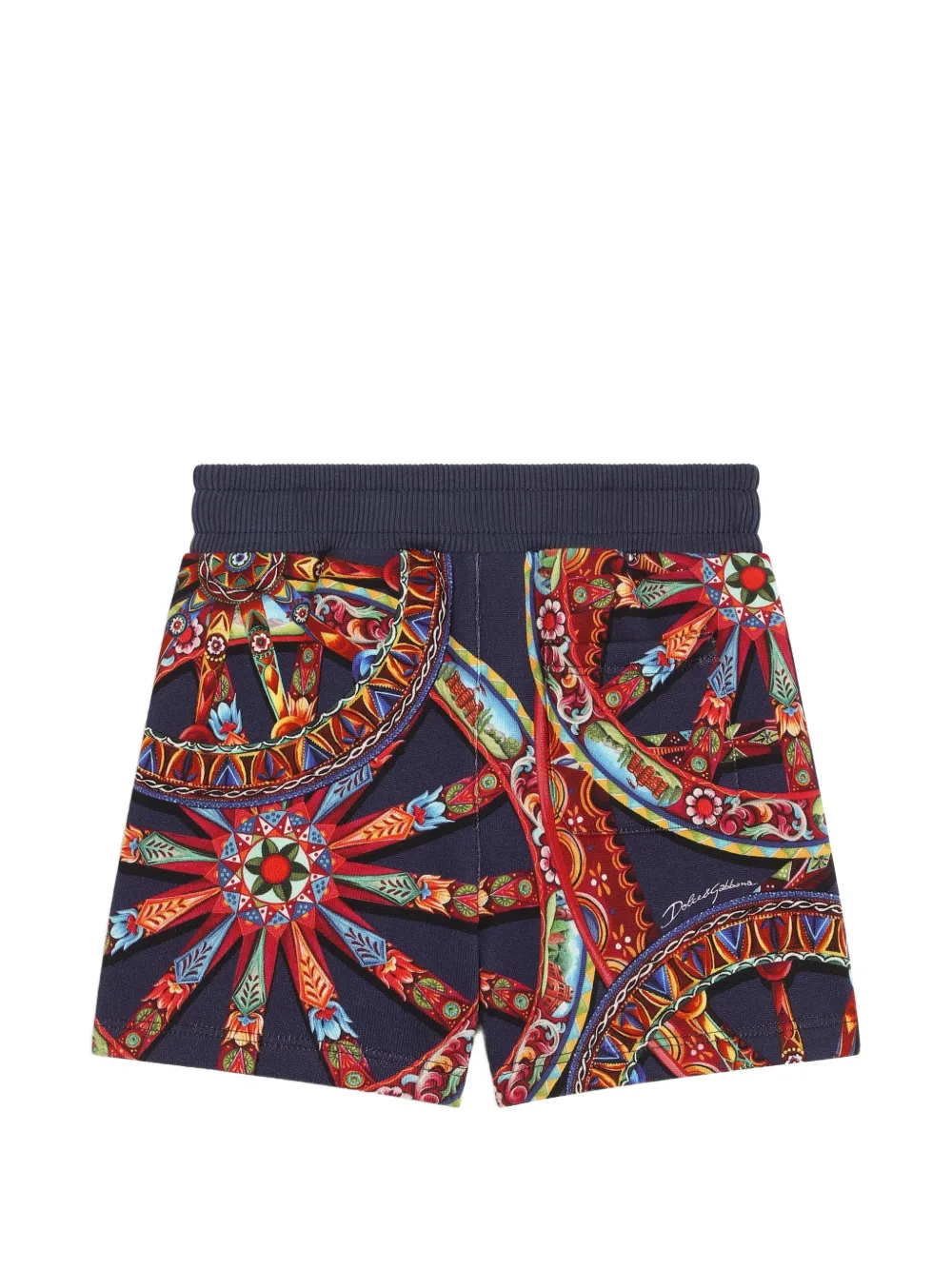 Dolce & Gabbana Kids Fleece bermuda shorts met Carretto-print Blauw