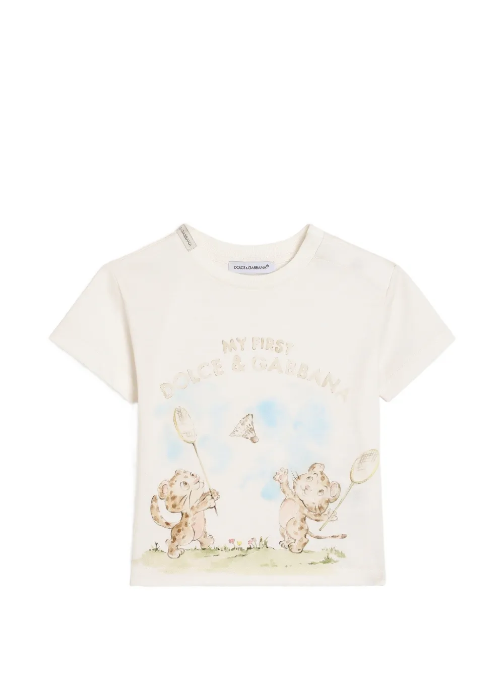 Dolce & Gabbana Kids T-shirt in jersey con logo - Toni neutri