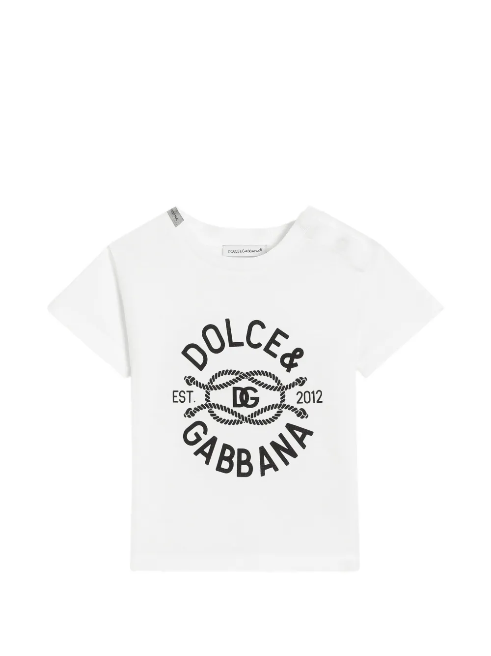 Dolce & Gabbana Kids T-shirt in jersey con logo - Bianco