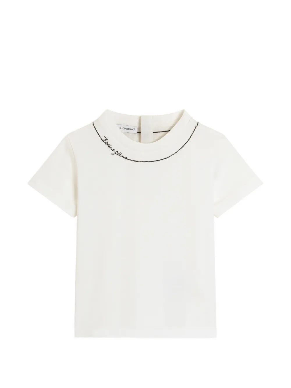 Dolce & Gabbana Kids logo-embroidered jersey T-shirt - Bianco