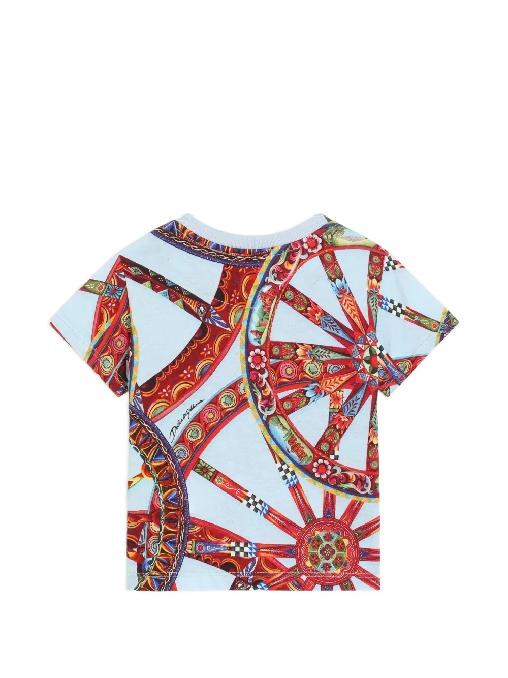 Dolce & Gabbana Kids Jersey T-shirt met Carretto-print Blauw