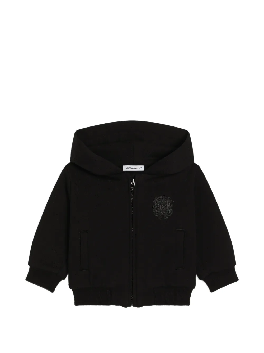 Dolce & Gabbana Kids cotton hooded sweatshirt with patch - Schwarz