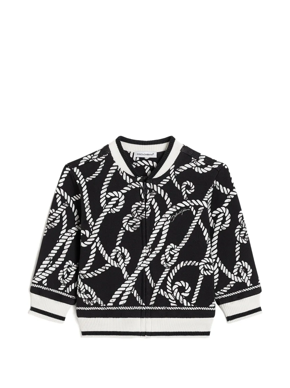 Dolce & Gabbana Kids Felpa in jersey con stampa Marina - Nero