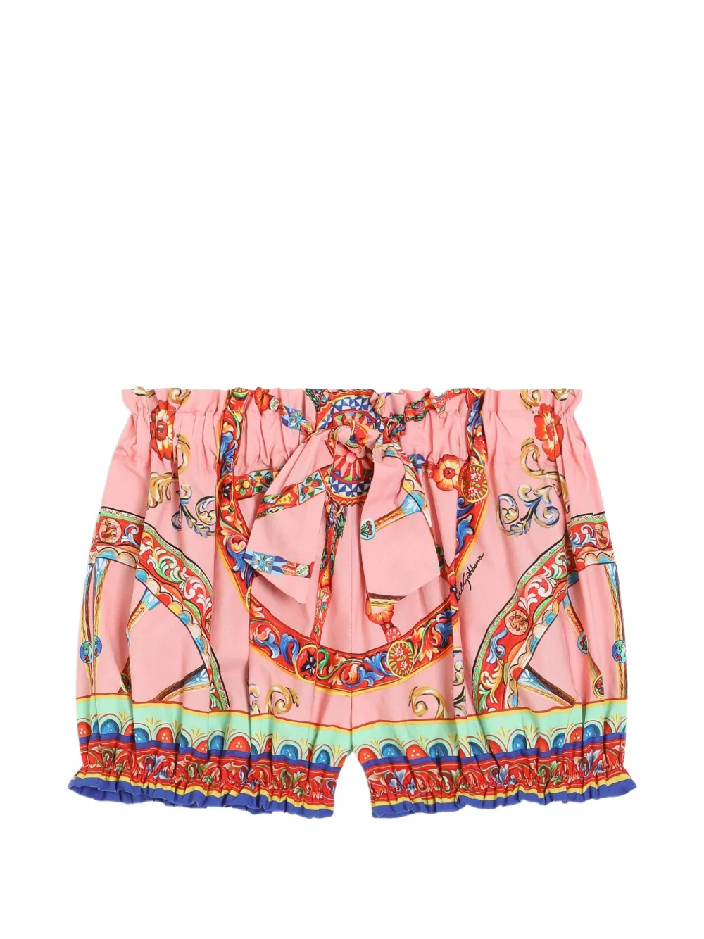 Dolce & Gabbana Kids Shorts in popeline con stampa Carretto - Rosa