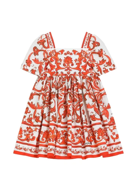 Dolce & Gabbana Kids  majolica-print poplin dress