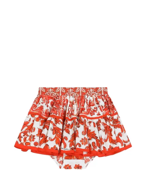 Dolce & Gabbana Kids falda de popelina con estampado Mayólica