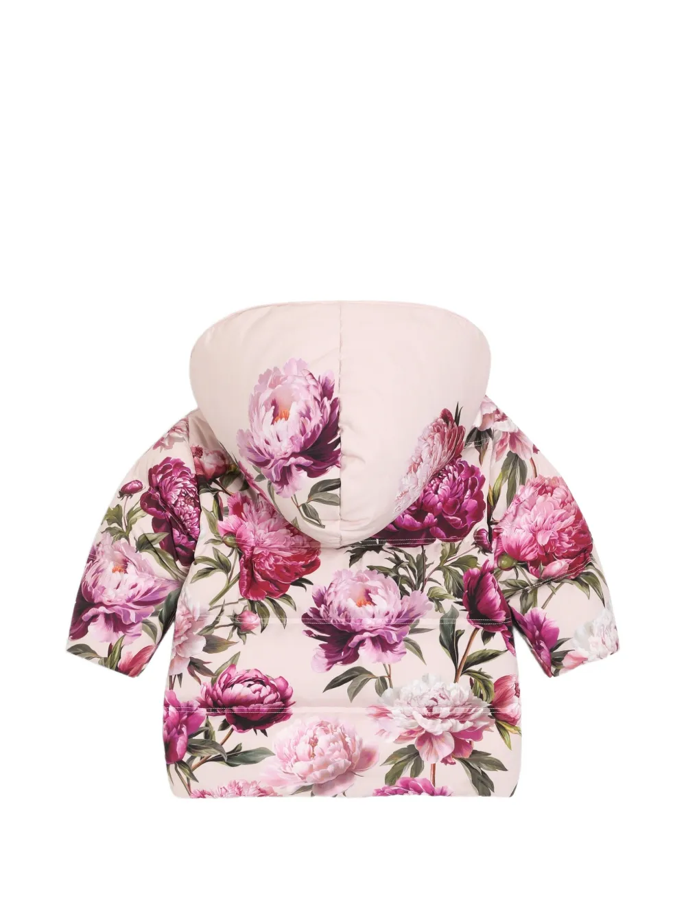 Dolce & Gabbana Kids Donsjack van nylon met pioen-print Roze