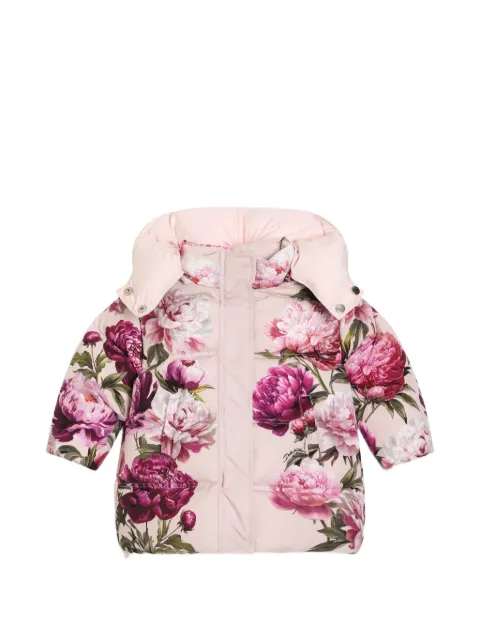Dolce & Gabbana Kids puffer jacket in peony-print nylon