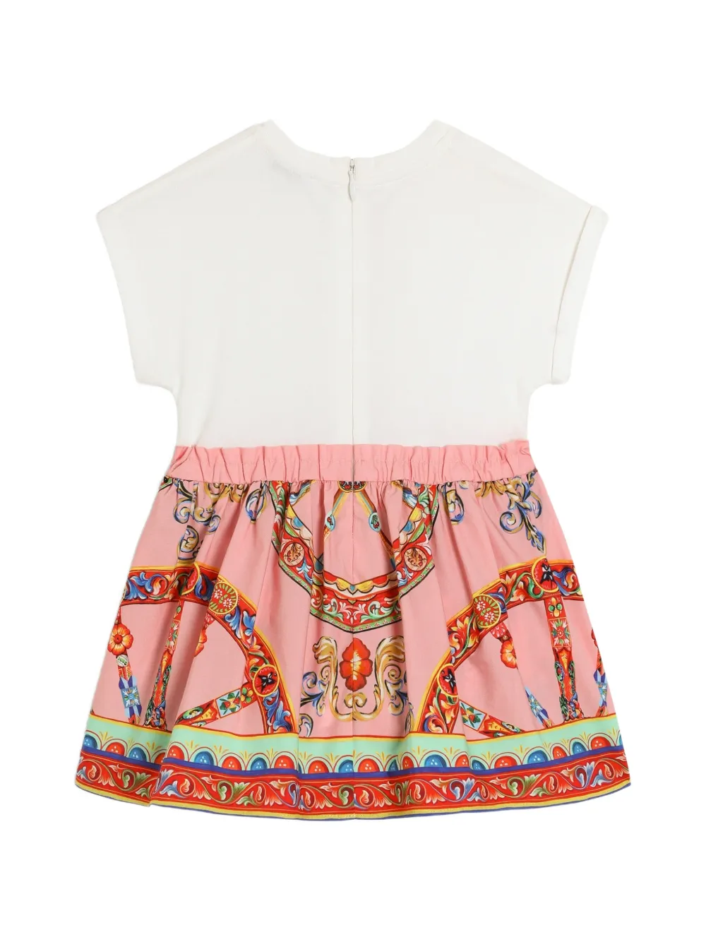 Dolce & Gabbana Kids Jurk met Carretto-print van gemixt materiaal Roze
