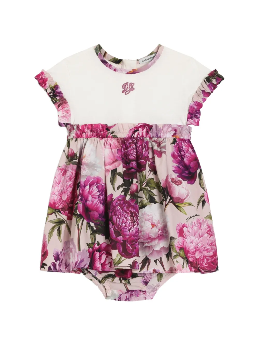 Dolce & Gabbana Kids Abito con stampa peonia - Toni neutri